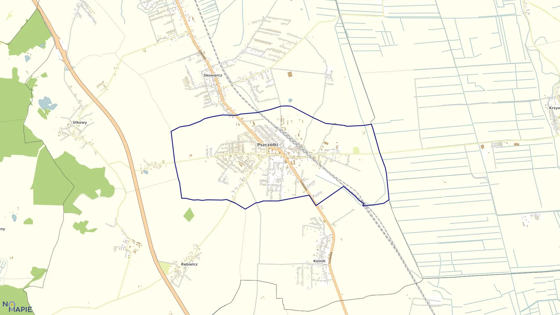 Mapa obrębu Pszczółki w gminie Pszczółki